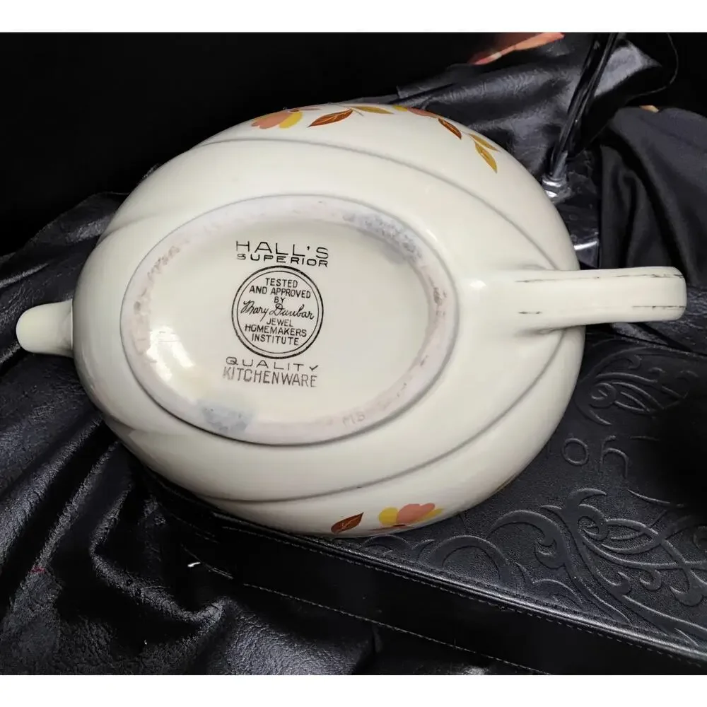 Vintage Hall Jewel Tea Teapot AUTUMN LEAF with INFUSER and lid